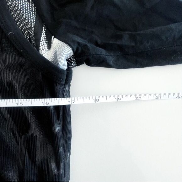 Laura Petites Party Blouse Sheer Vest Rhinestones Sequins Lace Tunic Women's M - Picture 6 of 8